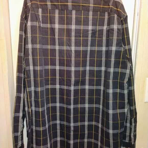 C E. Schmidt Nwot Men's Black and Yellow Plaid Button Down Shirt - Picture 8 of 12